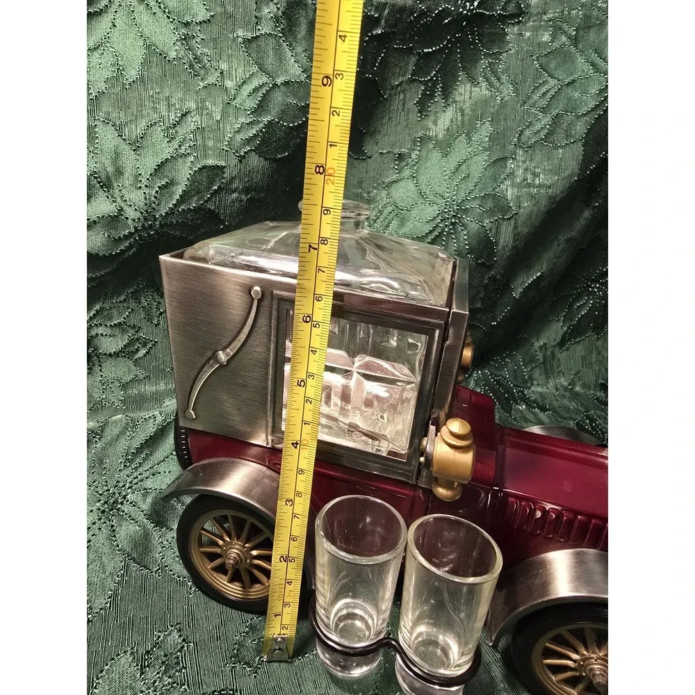 Vintage Ford Model T 1918 Liquor Decanter Music Box Shot Glasses Japan Works